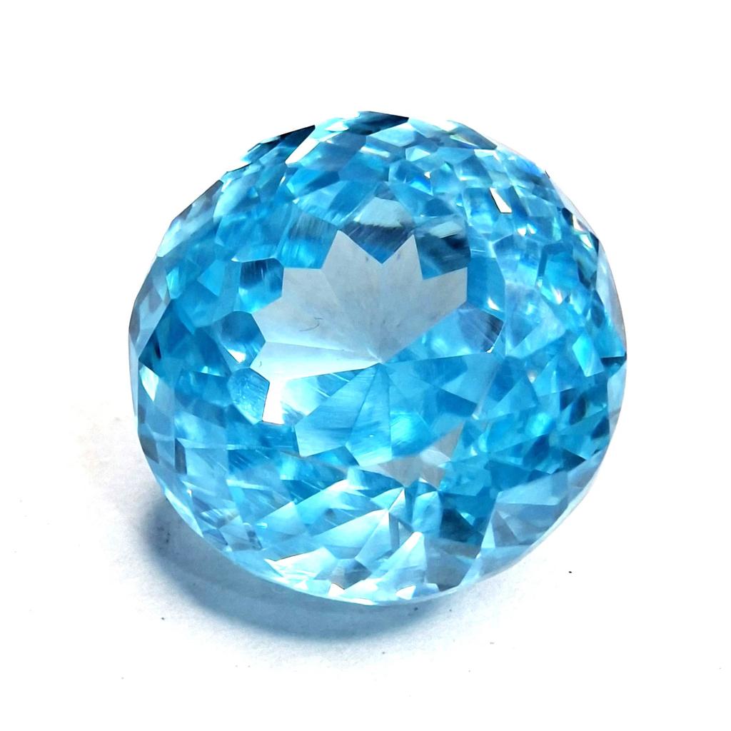 Round Cut Natural Blue Zircon Cambodia 57-59 Ct Fabulous Certified Gemstone