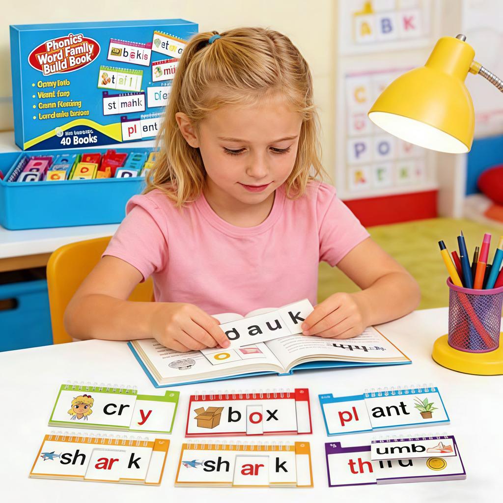 Word Family Build Book Learn To Read Phonics Flash Cards Kindergarten Reading Books for Preschool Learning Activities