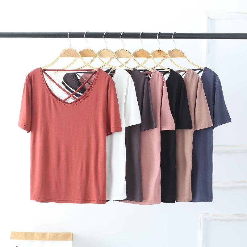 

Весна/Лето 2025 Новинка K-стиль Модальная футболка Женская Свободная Футболка с Коротким Рукавом Топы с Открытой Спиной и Перекрестными Бретелями Сзади Brick Red XL 67.50 kg-80.00 kg