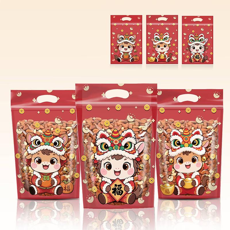 50/100Pcs Year Of The Horse Candy Bags With Drawstring Candy Gift Bags Snowflake Crisp Bag Chinese Year Party Decoration