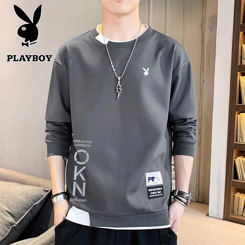 PLAYBOY Men's Casual Crew Neck Pullover Sweatshirt