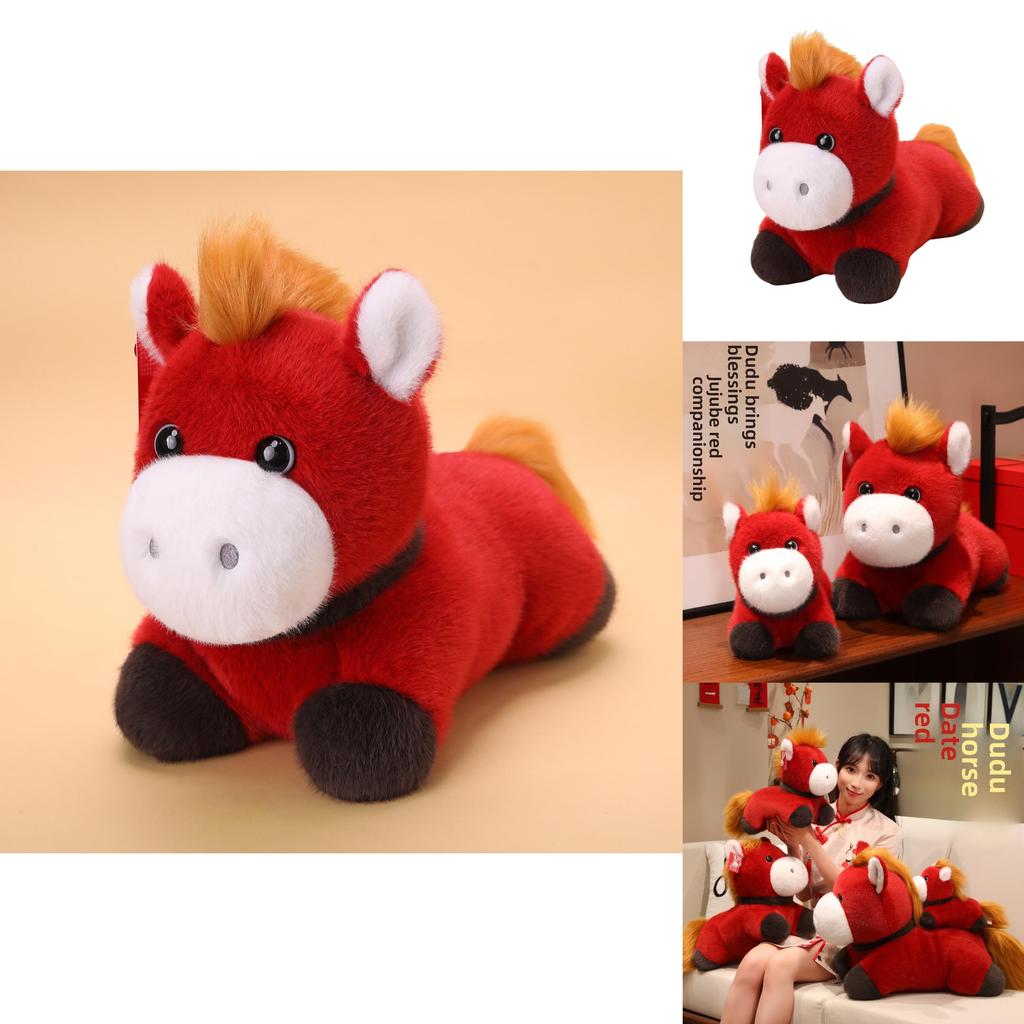 Peluche Zodiaco Cinese Cavallo con Morcida Imbottitura in Poliestere per Regali e Celebrazioni di Capodanno