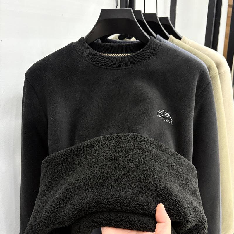 

Men s Lambswool Velvet Thick Round Neck Winter Sweater - Super Warm Hoodie L чорний