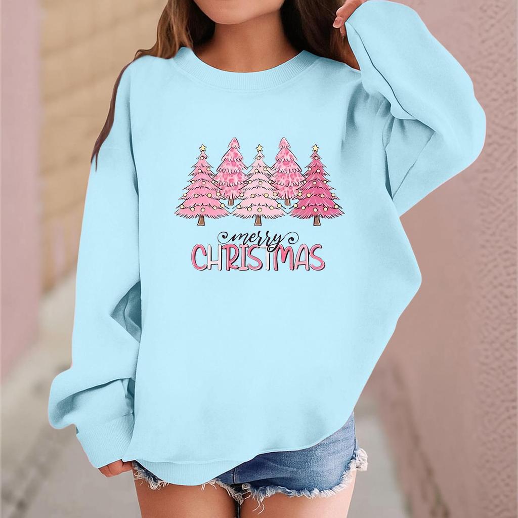 Children's Fashionable Casual Long-sleeved Loose Christmas Print Pullover Sweatshirt