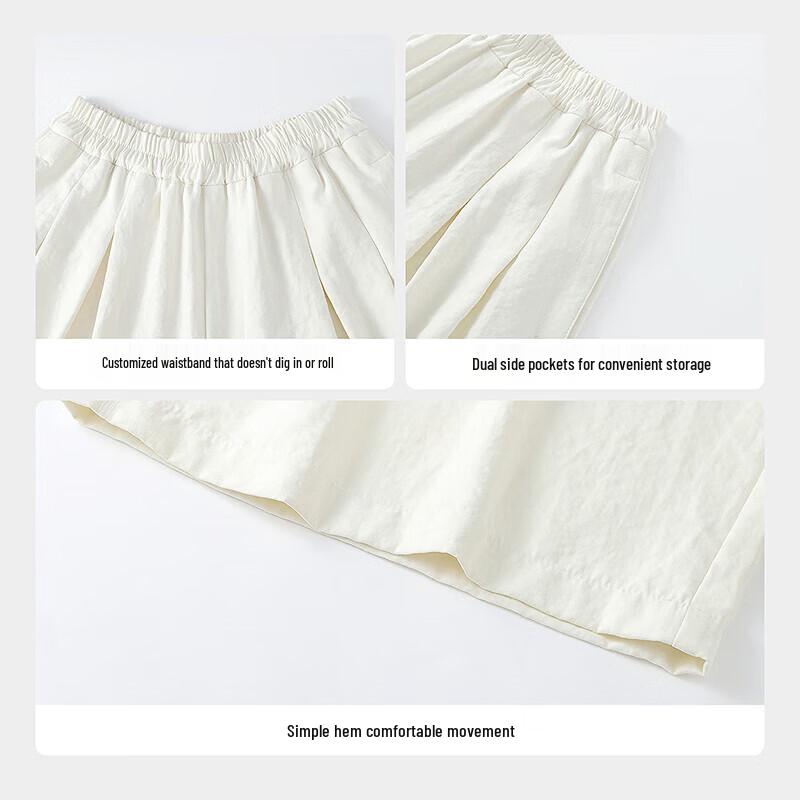 Annil Girls' Summer Woven Loose Fit Casual Trousers