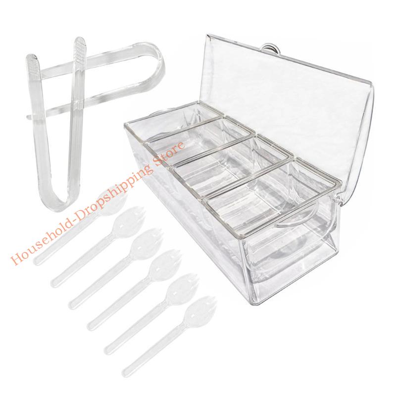 85AD Functional Condiment Container with 5 Spaces for Home or Outdoor Cooking Needs