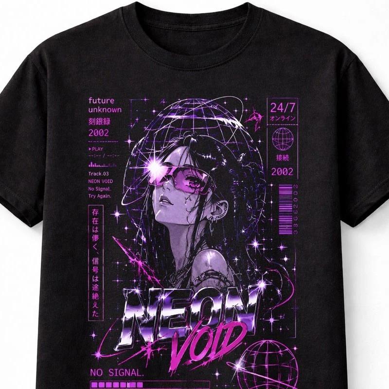 Neon Void Anime Y2K Cyberpunk Gamer Graphic Unisex TShirt S