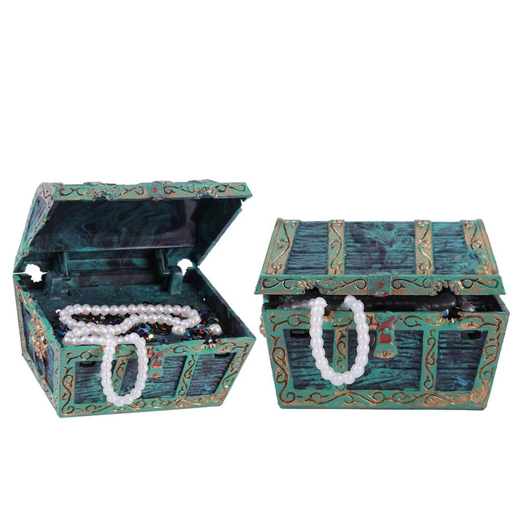 Dekorative Schatztruhe Ornament Aquarium Fischtank Landschaft Dekoration Zubehör Grün