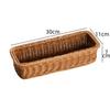 Plastic Faux Wicker Tray Rectangle Bread Food Plate Desk Decoration Fruit Cake Sundries Box  Home
