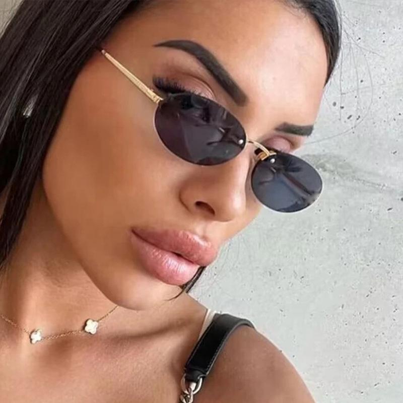 Oval Shape Women Sun Glasses European American Style Y2K Stylish Sunglasses for Women Vintage Retro Female Sunglass