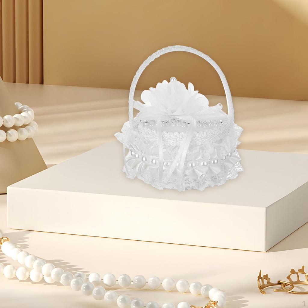 Hochzeit Ring Box Engagement Halter Container Schmuck Fall Mini Blume Korb Schmuck
