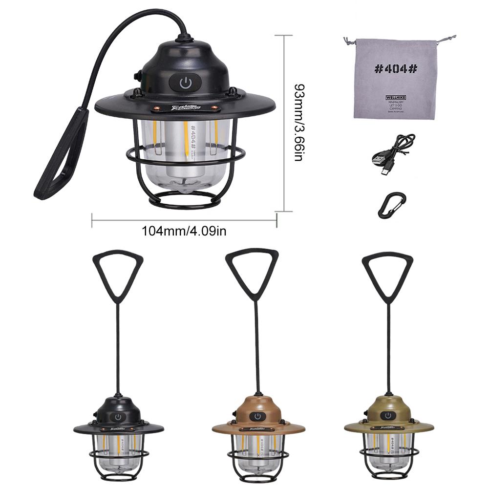 LED Camping Lantern Hanging Tent Light Type C Charging Dimming Emergency Lamp 4 Light Modes IPX4 Waterproof for Fishing Camping