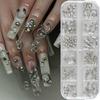 12 Grids Gothic Punk Retro Metal Nail Jewellery 3D Gold Silver Nail  Accessories Diy Glamour Nail Decoration
