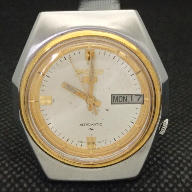 USED VINTAGE SEIKO 5 AUTOMATIC 7009A JAPAN MENS ORIGINAL DIAL WATCH A413521-2 SKU621b-a413521