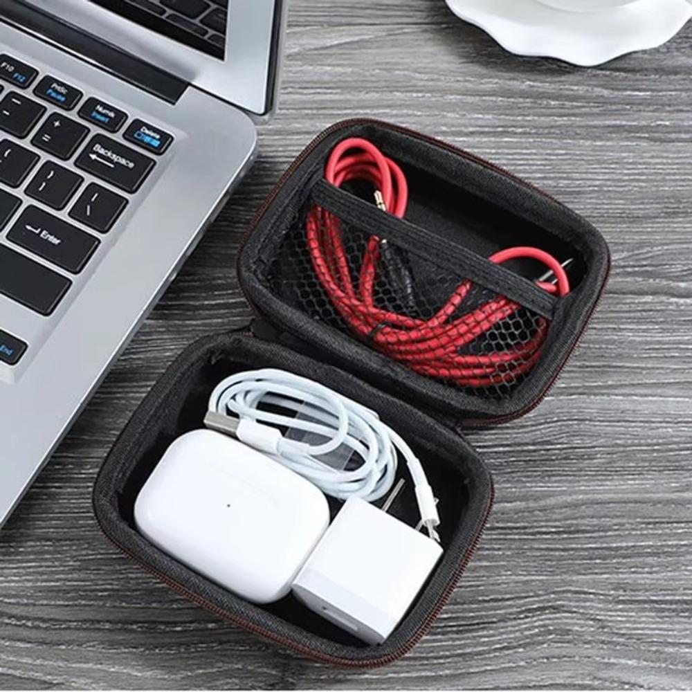 Anti-collision Charger Protective Cover PU Leather Earphone Storage Bag USB Data Cable Organizer