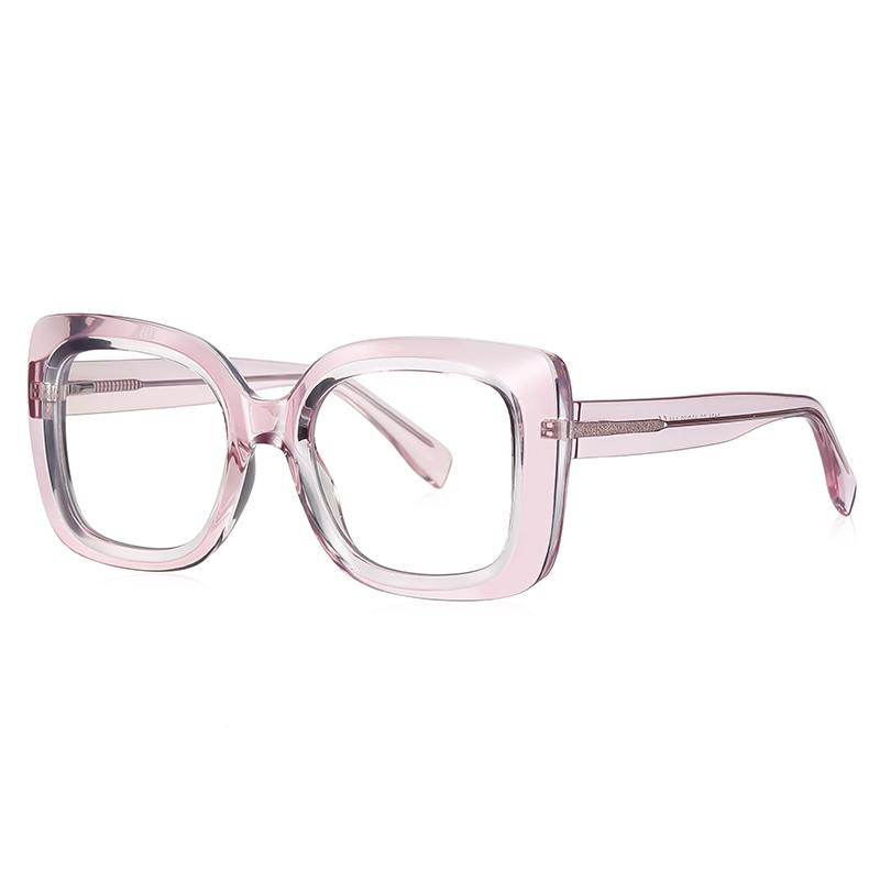 Pink Frame Square Finished Glasses Nearsighted Women  Spring Hinge Square Prescription Spectacles Power 0 -0.5 -0.75 To -6.0