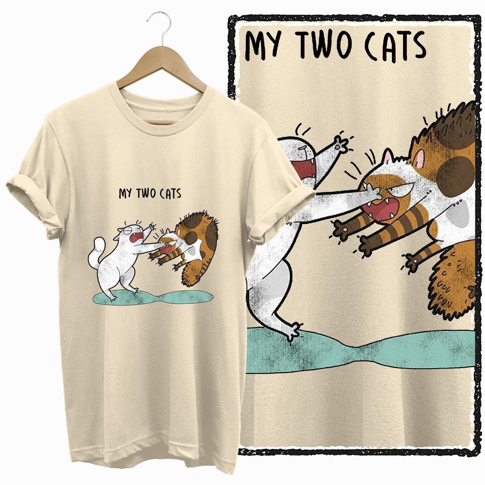 COOLMIND 100% cotton BEIGE cat print exclusive graphic women T shirt big size loose cotton cat lover women tshirt LOVELY cat tee