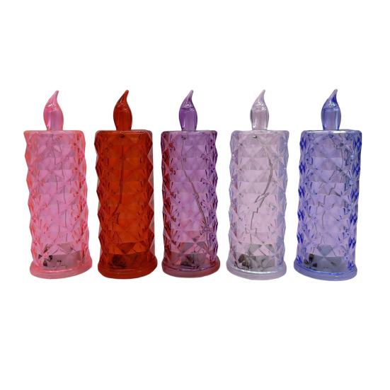 Yousheng 1/5Pcs LED Faux Crystal Candle Light Rose Shadow Electric Flameless Flickering Simulation Candle Lamp Anniversary Wedding Christmas