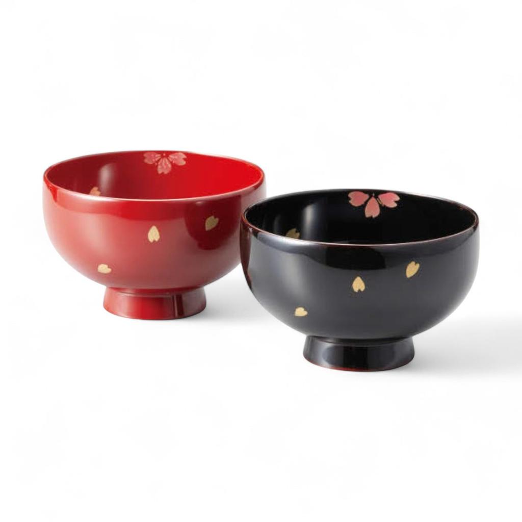 J-kitchens Family Set of 2 Lacquerware Bowls, Hand-Painted, Dishwasher Safe, PID-636949, Made in Japan
