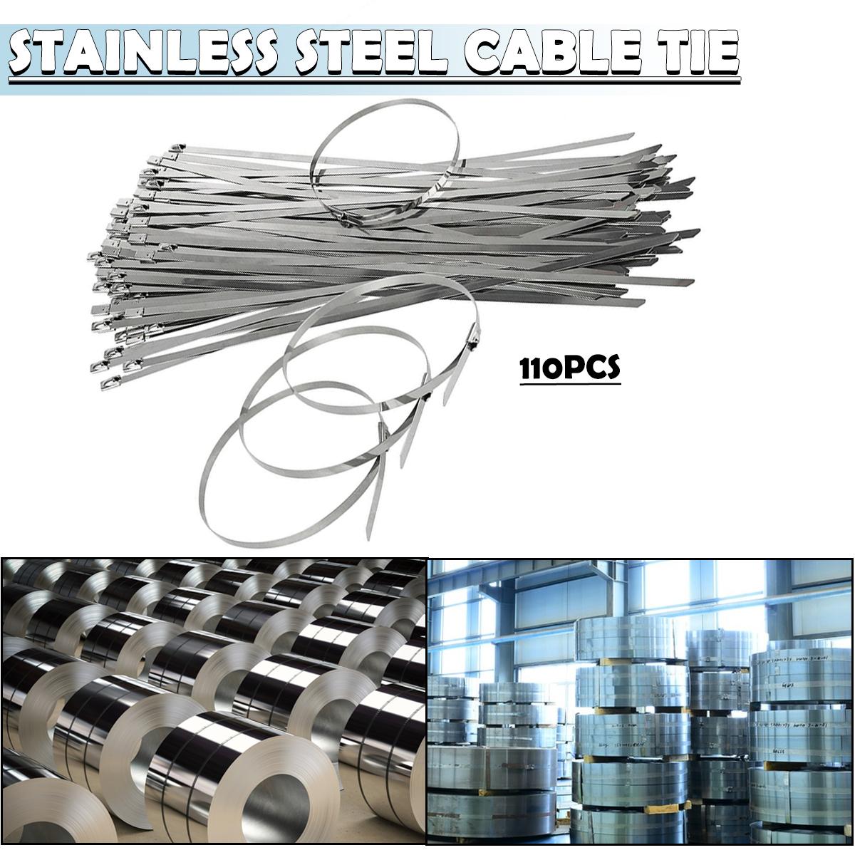 

PDTO Новые 110 шт., кабельные стяжки из нержавеющей стали 304, 300 мм, промышленные самоблокирующиеся стяжки