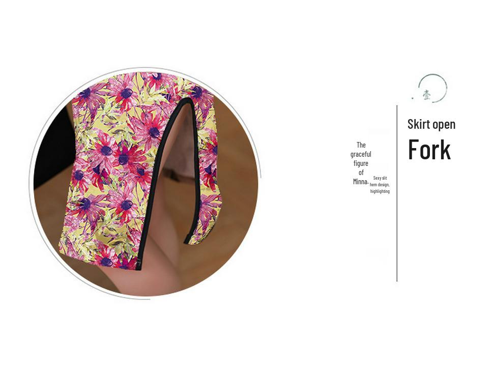 Women's Chinese Style Floral Qipao Dress: Hollow-Out, Frog Button, Slim-Fit, Split Midi Skirt for Summer.