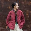 Winter Women's Ramie Quilted Quilted Warm Cotton Clothes Improved Disc Buckle Stand-up Collar All-match