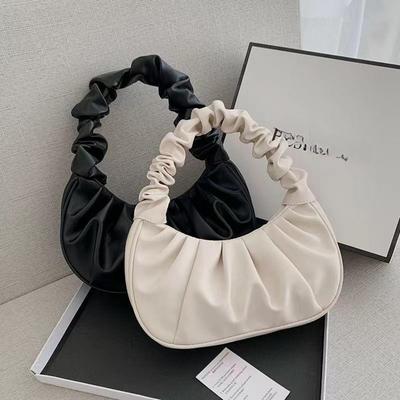 Koreanische Version Damen Tasche Einfarbig Wolkenplissee Tasche Schlichte Damen Achseltasche Süße Schultertasche