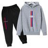 Jungen und Mädchen Herbst Freizeit Buchstabe Paris Aufdruck Hoodie+Hosen Anzug Mode Einfach Sport 2-teiliges Set Sport Trainingsanzug