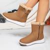 Women Snow Boots Thickened Warm Casual Leather Boots Short High Top Outdoor Non-slip Warm Plush Winter Plush Fashion Boots