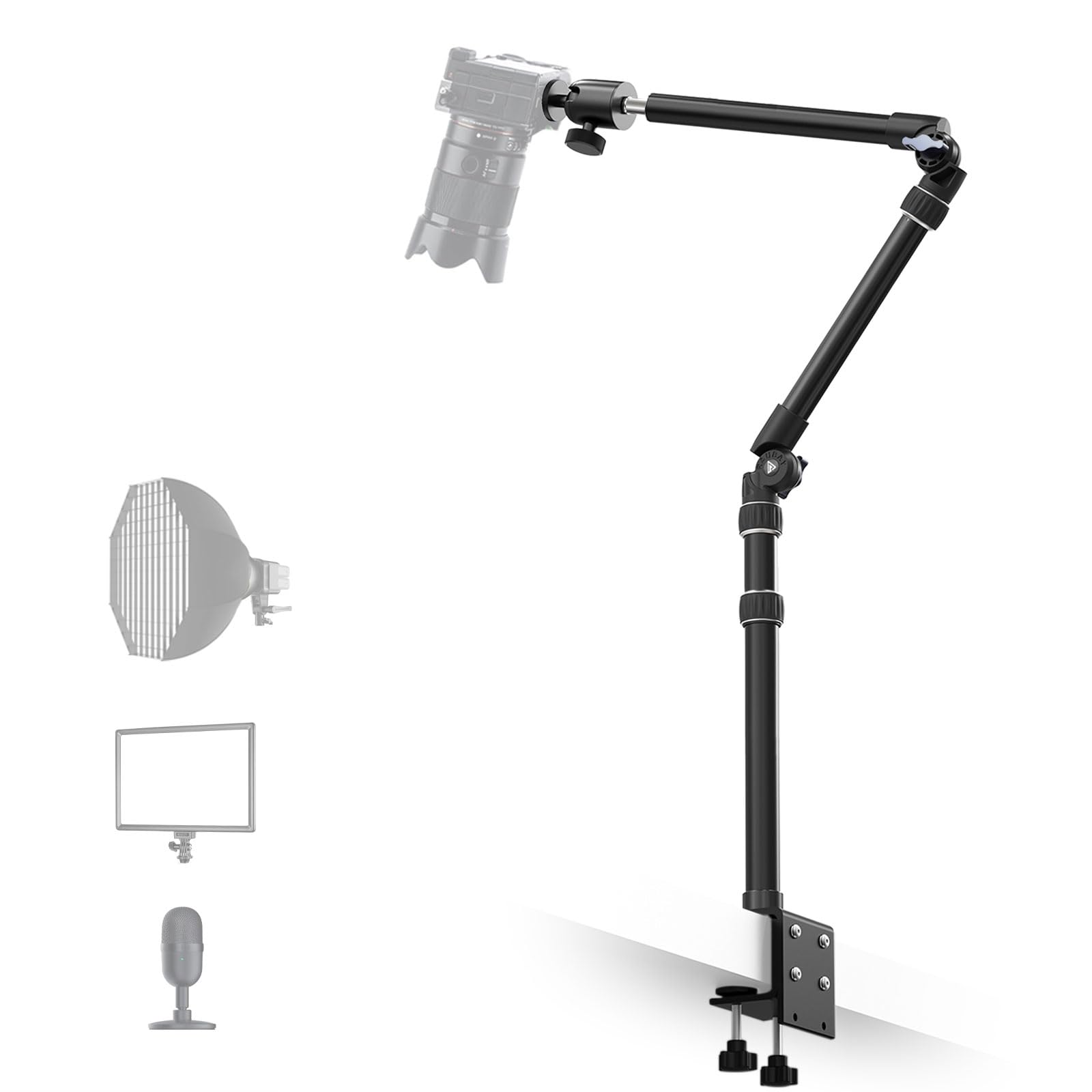 

RAUBAY Настольная волшебная верхняя камера Настольная лампа-штатив с шаровой выдвижной штангой для проектора DMA01 [Цельнометаллическая] Штанга, Крепление, Головка 1/4 , 3/8