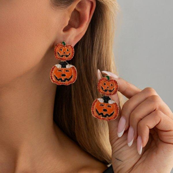 Cute Halloween Dangle Earrings for Women Cartoon Ghost Pumpkin Star Asymmetrical Long Tassel Earrings Party Statement Jewelry