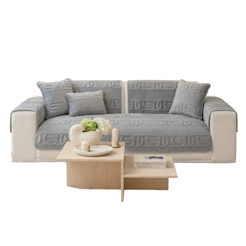Cream Style Sofa Cushion Four Seasons Universal Non-Slip Light Luxury Cushion Plush Non-Slip All-Inclusive Sofa Cover