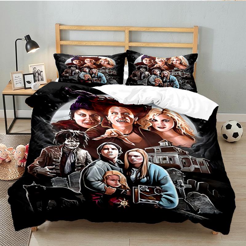 Halloween Horror Witch Bedding Set 3pcs, High Quality Bedding Set Including 1pc Duvet Cover And 2pcs Pillowcases for Bedroom, Dormitory Gift