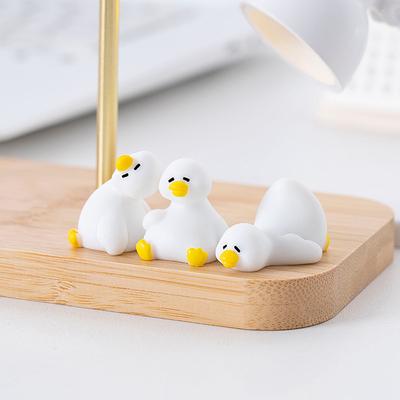 Miniatuur Beeldjes Schattige Witte Eend Dier Micro Landschap Ornamenten Voor Huis Bureau Decoratie Tuinieren Accessoires