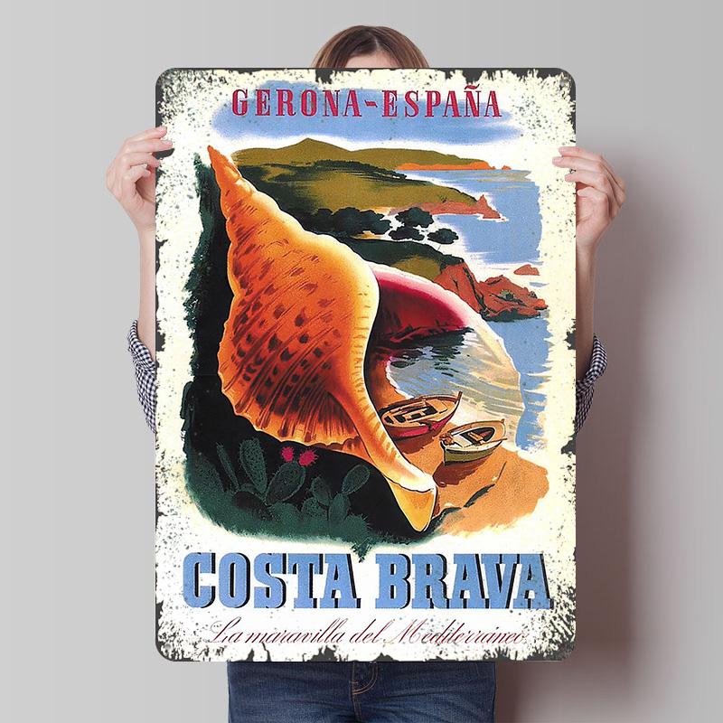 

Costa Brava Travel Metal Poster Customized Wall Art Retro Vintage Tinplate Signs for Wand Deko Decoration At Home Desk Decor 7.9x11.8In(20x30cm)