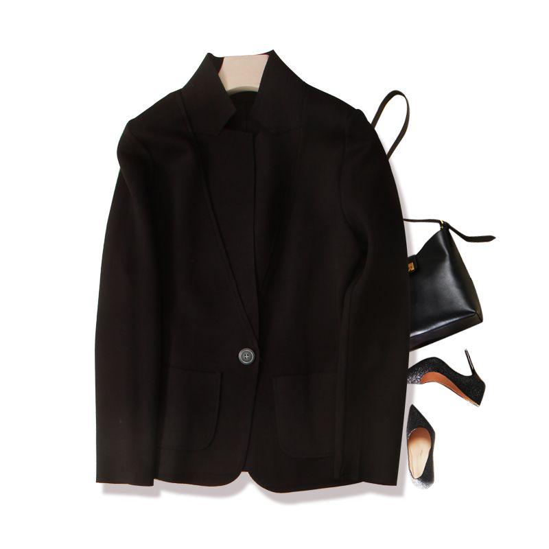 

Ri Order Top Goods! Light Polyester Cotton One Button V-Shaped Stand Collar Cool Women Small Suit Outerwear Casual Spring and Autumn Black XL