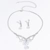 3PC Women's Fashion Water Diamond Flower Drop Necklace Earring Set, Suitable for Wedding and Festival Gifts -8458
