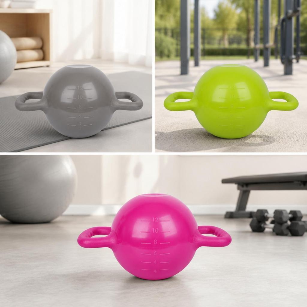 Spherical Water Kettlebell with Fill Markings Easy to Grip WaterFilled Adjustable Workout