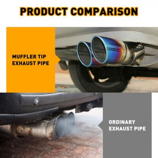 Car Auto Dual Rear Exhaust Pipe Tail Muffler Tip Throat Tailpipe Car Accessories