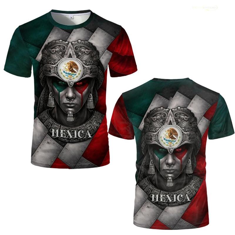 Mexican Constitution Day Pattern T-shirt Fashionable Mexican Flag and Emblem 3D Printed Top Summer Men's Casual Short Sleeve Sportswear