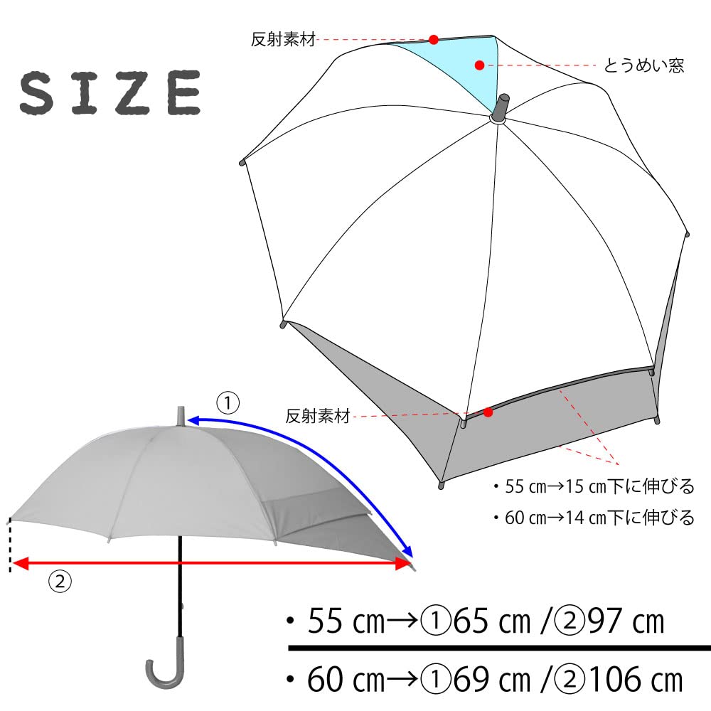 JENNI Mädchen Langer Dehnbarer Hand Lila Regenschirm, Regenschirm, Regenschirm, Offen, 10003500, 60cm,