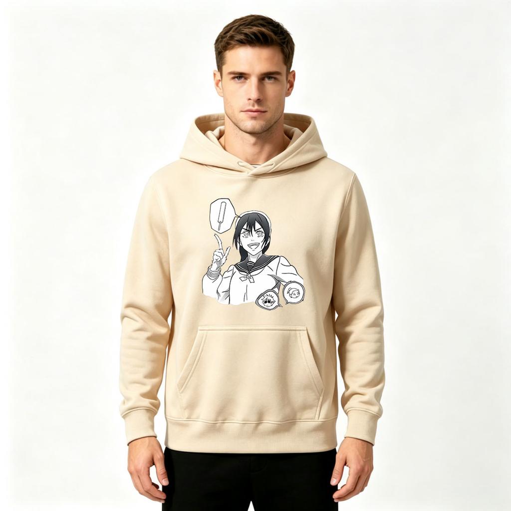 Men Cartoon Anime Pattern Print Pullover Hoodie Casual Long Sleeve Sweatshirt for Daily Wear