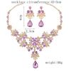 Women's 2 Pcs Jewelries Set with Rhinestones Elegant Purple/Pink Hanging Necklaces Drop Earrings for Bridesmaid Wedding Ball Party
