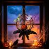 Autumn Entryway Wreath for Indoor Display with Bat Figures, Seasonal Symbol, and Loop Included for Quick Hook Placement, 11.4 Inch Size