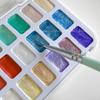 24 Culori Pigment Solid pentru Unghii Aurora Sidefat Artă Unghii Acuarelă Metalic Paletă Vopsea Desenează Crom Pudră Cameleon Set Unghii Gradiente