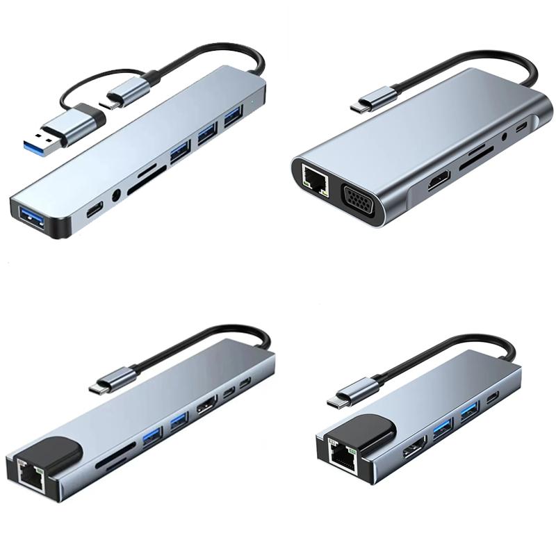 USB C HUB Type C Splitter Thunderbolt 3 Docking Station Laptop Adapter With For Macbook Air M1 iPad Pro