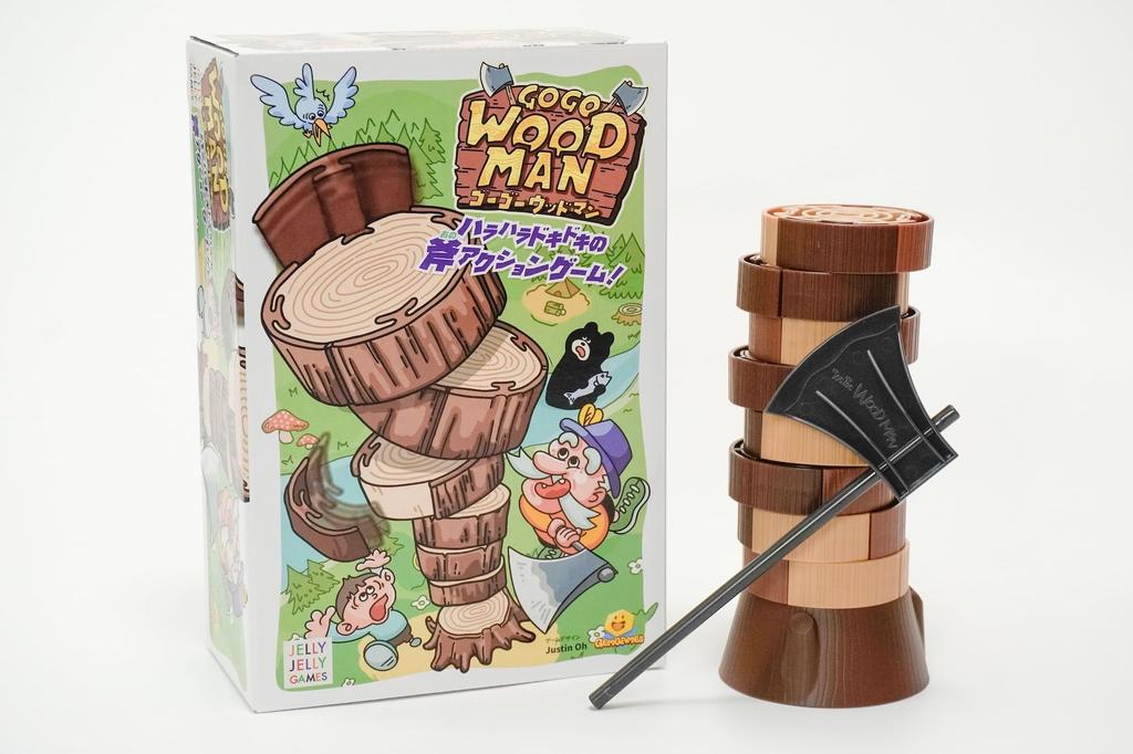 JELLYJELLYGAMES GoGo Woodman Wooden Action Balance Game for Ages 2-7 Players, 5+