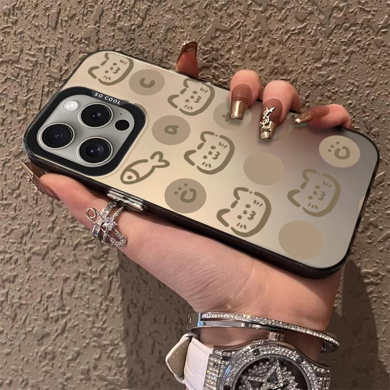 Hand Drawn Style Cat Fish Frosted Case for iPhone 17 Air 16 E 15 14 Plus 13 12 Mini 11 Pro Max Acrylic Sheet Silicone Hard Cover