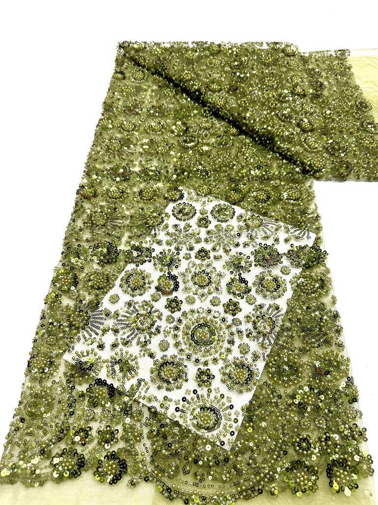African Tulle Lace Fabric 2026 French Sequins Fabric Sewing Embroidery With Beads Lace Tulle Mesh Nigeria Dress 5 Yards Sewing