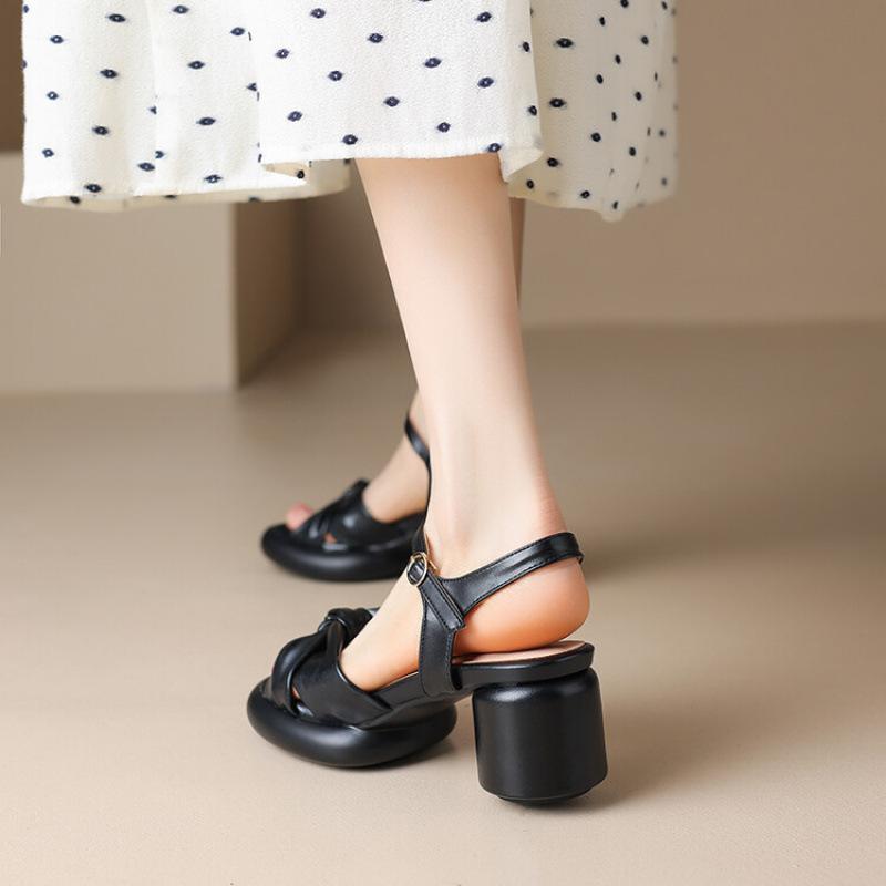 

Summer women s thick-soled non-slip high-heeled sandals casual solid-color rubber sole back empty new large-size square-heeled women s sandals 39 чёрный